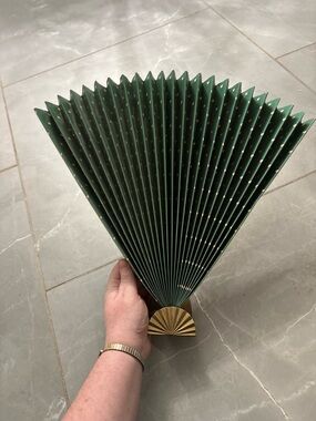 1986 CBK LTD paper accordion fan decoration with brass base - made in Taiwan